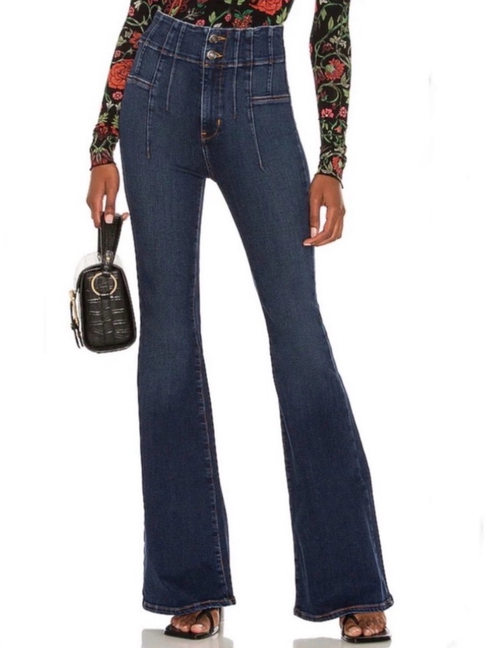 Free People We The Free Jayde High Rise Flare Leg Jeans Tulsa Blue Size 24